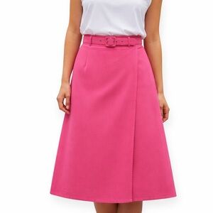 Vintage Elegant Pink Belted Rap-around Skirt - made in Canada
